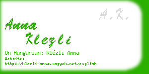 anna klezli business card