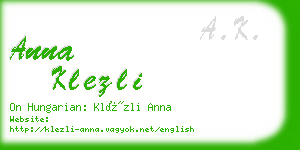 anna klezli business card